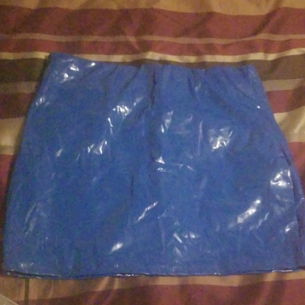 Brand new blue pleather mini skirt